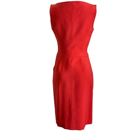 Tory Burch Red Orange Sheath Dress Size 4 Classic Zip Front Fitted Chic Luxury - Picture 8 of 9